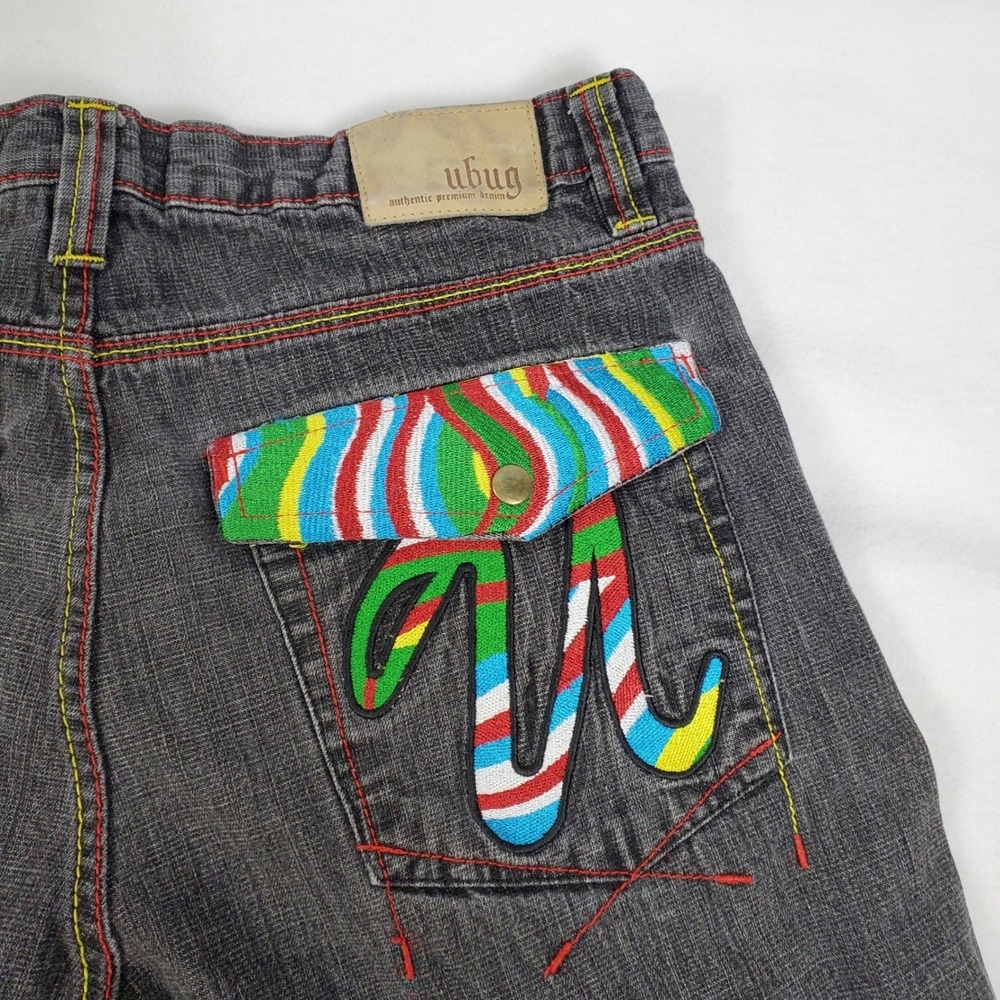UBUG Jeans Men's‎ 36x32 Dark Wash Embroidered Pocket Baggy Fit Denim Pants - Picture 8 of 12
